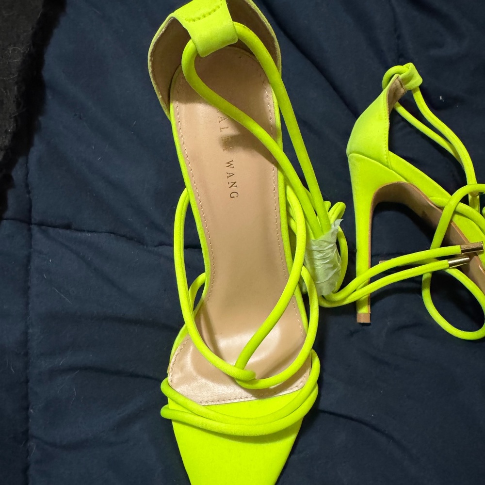 Azalea Wang Neon Yellow tie heels
